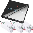 SMATRUL умный беспроводной сенсорный выключатель света RF пульт дистанционного управления стеклянный экран 1 2 3 банды настенная панель Кнопка 110 В 220 приемник Светодиодная лампа