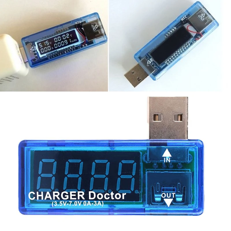 L образный светодиодный дисплей USB измеритель напряжения тока тестер для