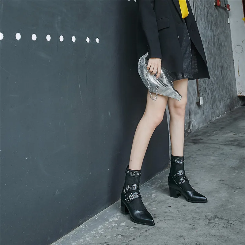 ZJVI/женские ботильоны с острым носком Женские осенне зимние ботинки 2020 Модные