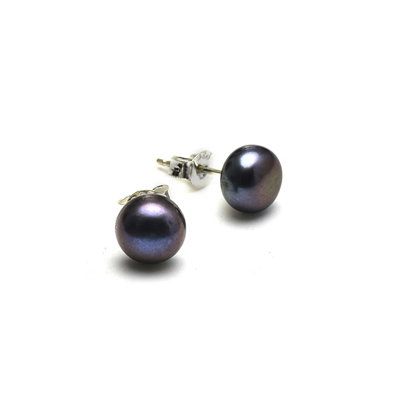 Wholesale Size For Black Pearls 10-11mm 925 Sterling Silver Making DIY Freshwater Earrings Elegant Women Gifts H582 | Украшения и