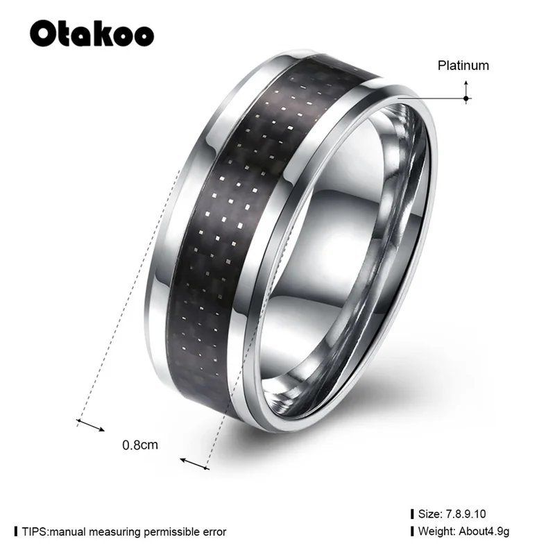 Otakoo новое простое синее черное углеродное волокно кольцо на палец для мужчин