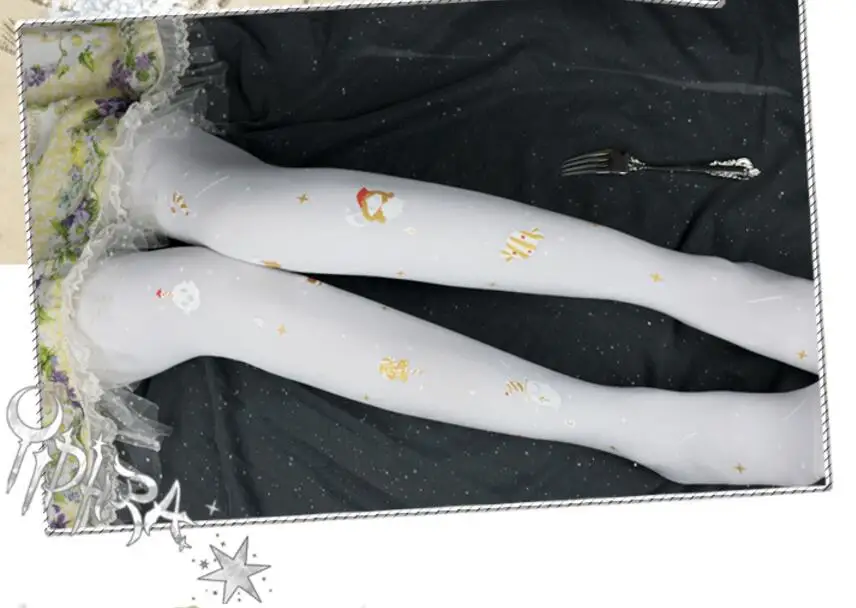 Лолита Мори девушка каваи милый Призрак торт печати чулки Готический Винтаж