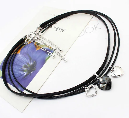 3 шт. кристаллами от Сваровски Сердце колье в винтажном стиле Rope Chain ювелирные