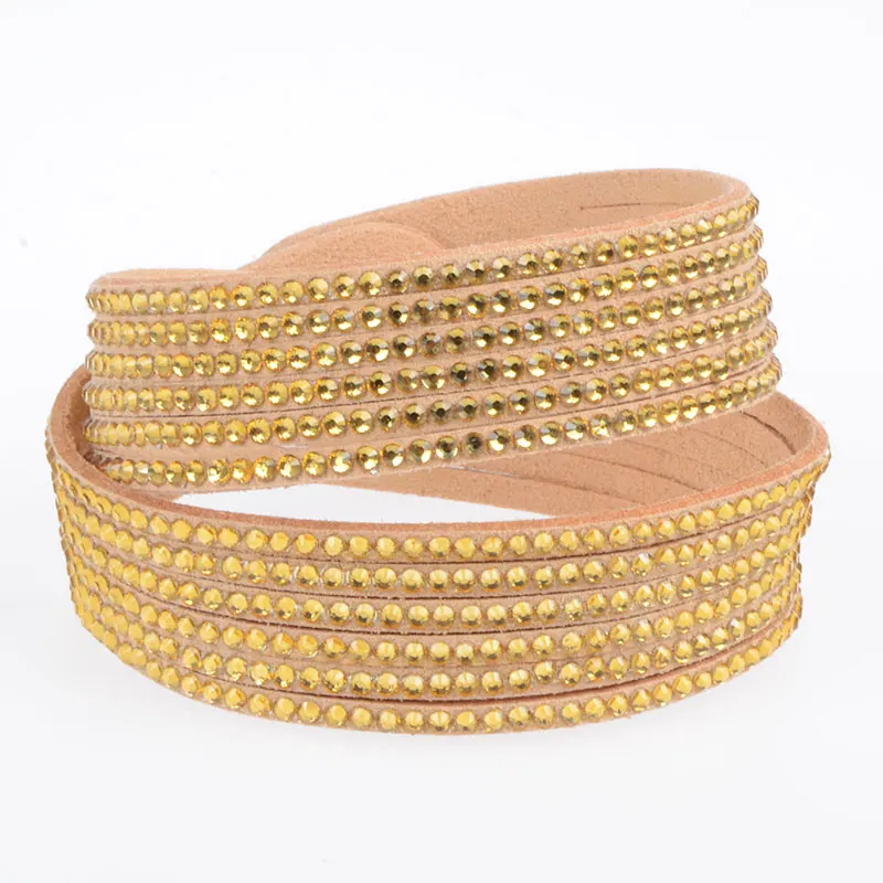 Gold 6 Layer LFPU 17 видов стилей многослойный бархатный кожаный браслет защелки браслеты с подвесками для женщин и мужчин ювелирные изделия - Окраска металла: Gold 6 Layer