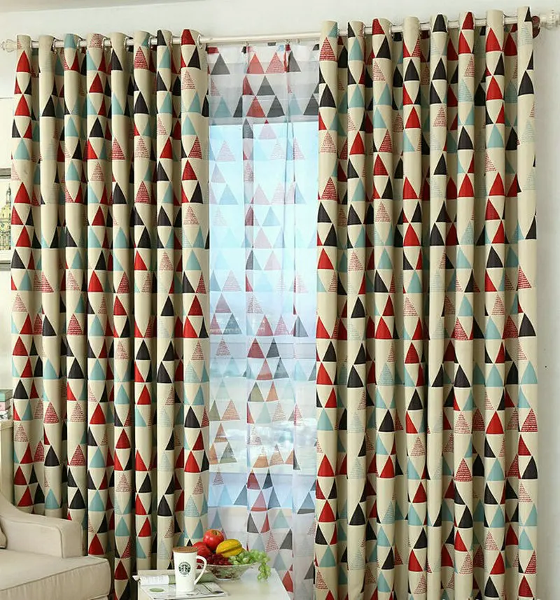 Кухонные занавески в клетку средиземноморском стиле/затемняющие с принтом для