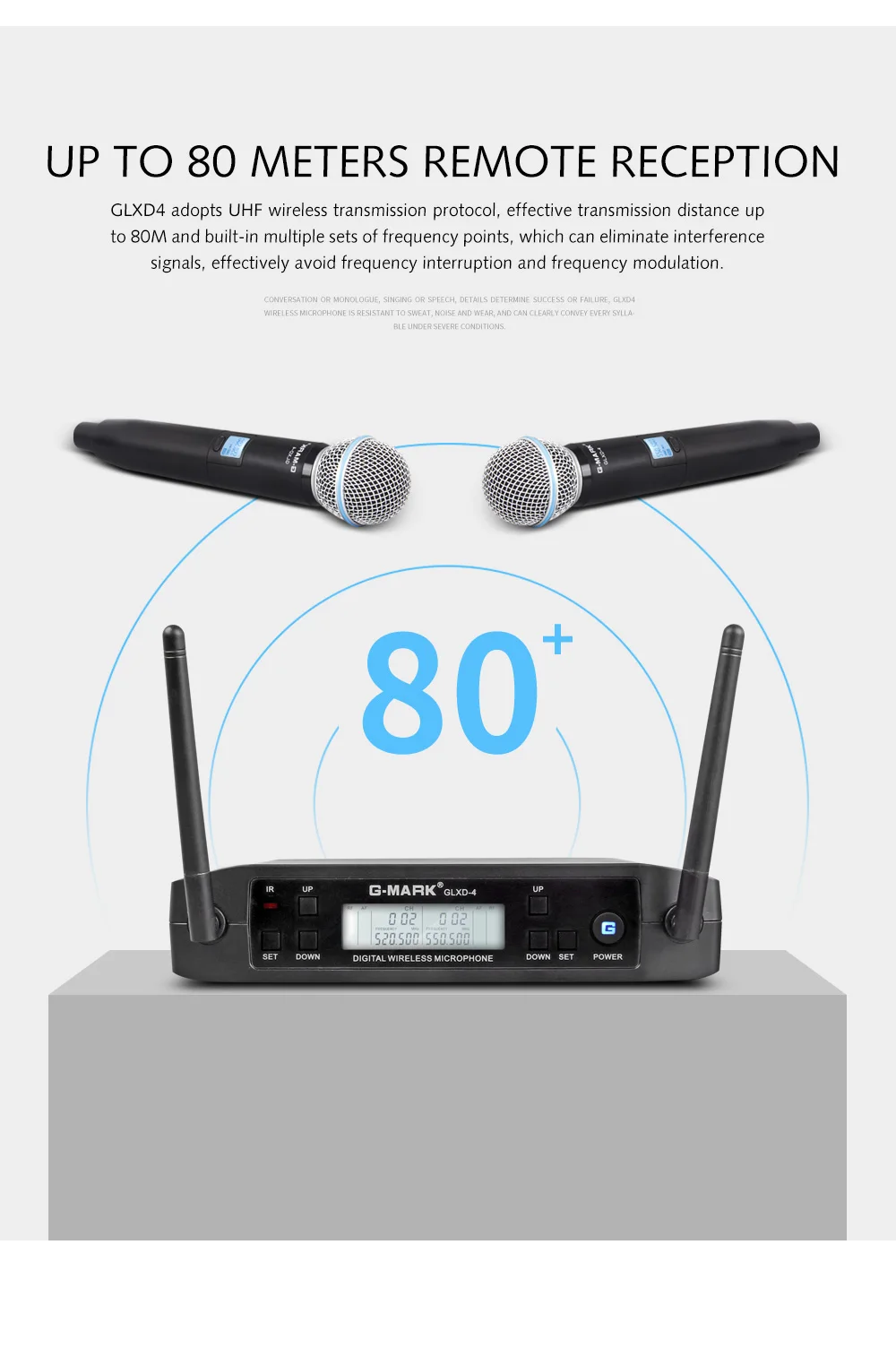 G-MARK GLXD4 Профессиональный UHF двойной беспроводной микрофон системы SM58 ручной микрофон 2 канала этап караоке Рождественский подарок