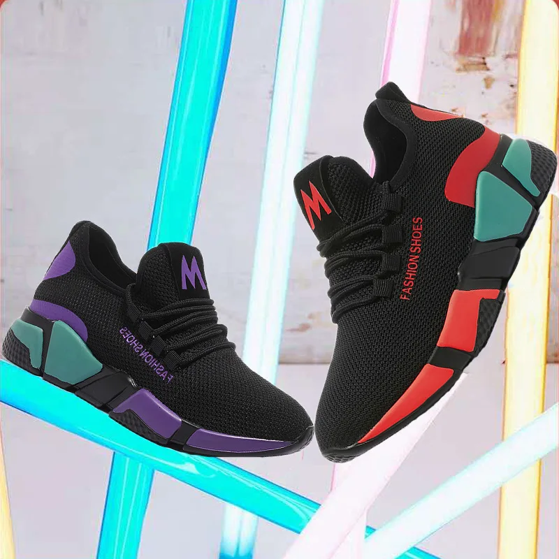 Женские кроссовки Mexemina черные дышащие на весну-лето повседневная обувь разных