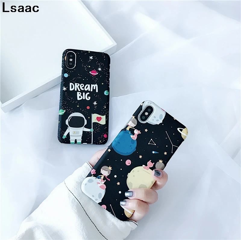 Мультфильм дирижабль, астронавт, Звезды Луна Чехол для iphone 8, 8 Plus, X XR XS Макс более жесткий чехол для телефона из поликарбоната с чехол s для iphone 7 7Plus 6 6S plus