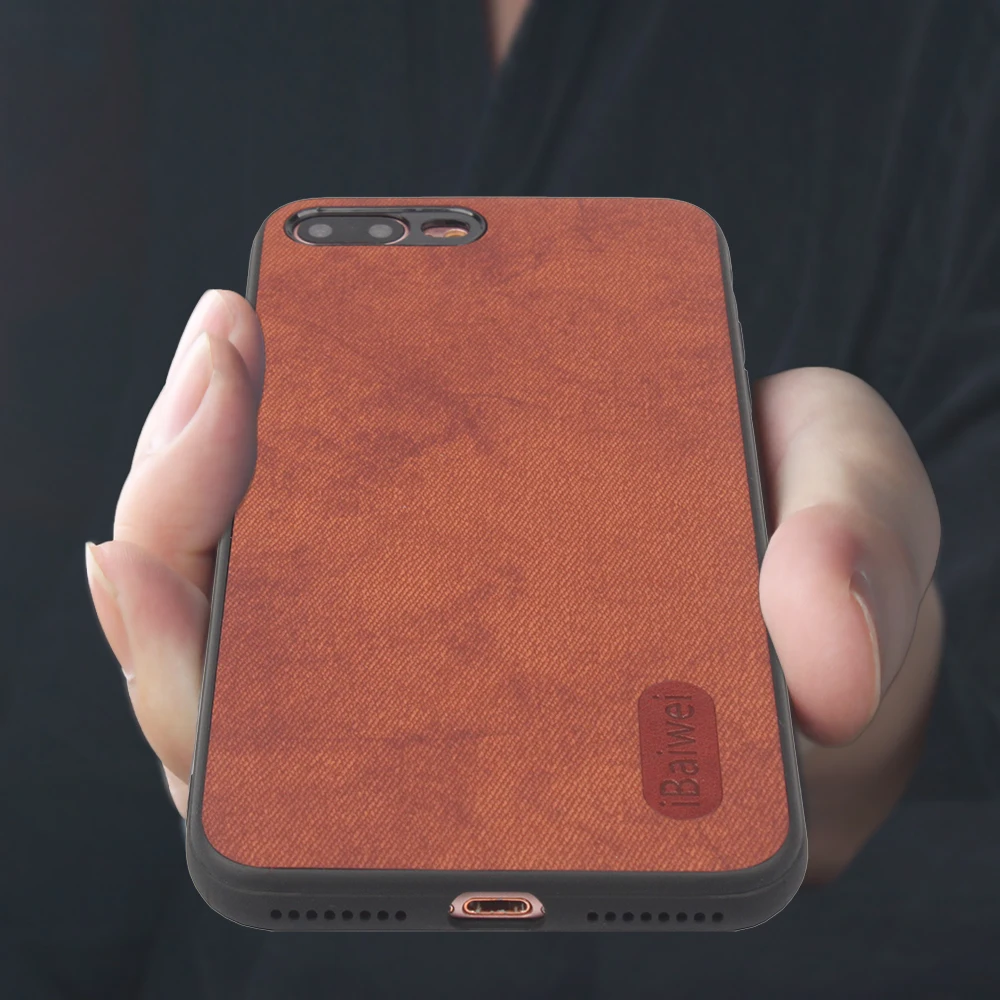 Деним чехол для iPhone 7 8 Plus ультра тонкая ткань узор телефона Модные Простые задняя