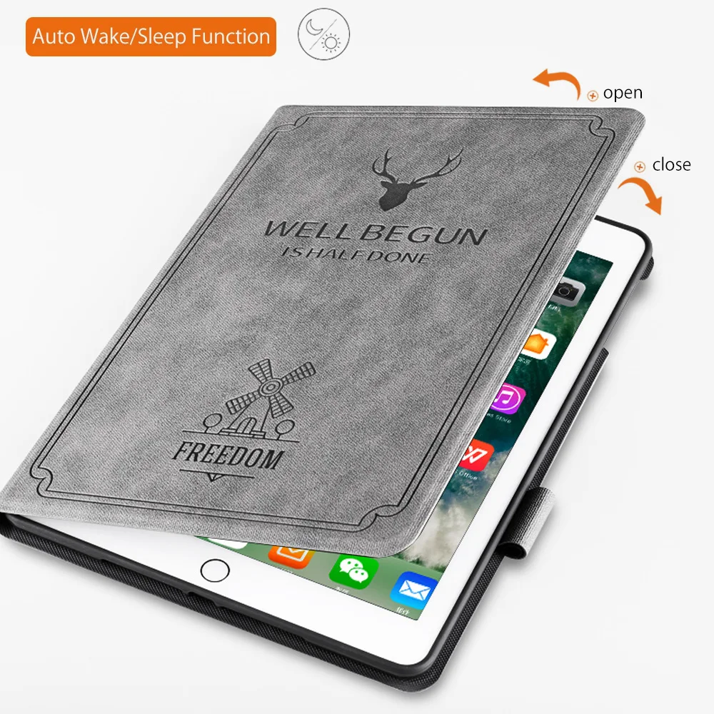 Для нового iPad 9 7 дюйма 2017 2018 Air 1 2 автоматический умный чехол с узором оленя из