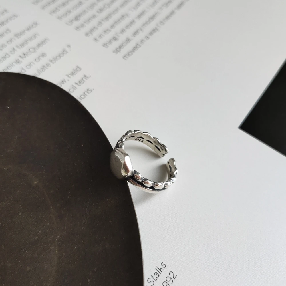 Уникальные подвесные двухслойные нестандартные серебряные кольца с бусинами