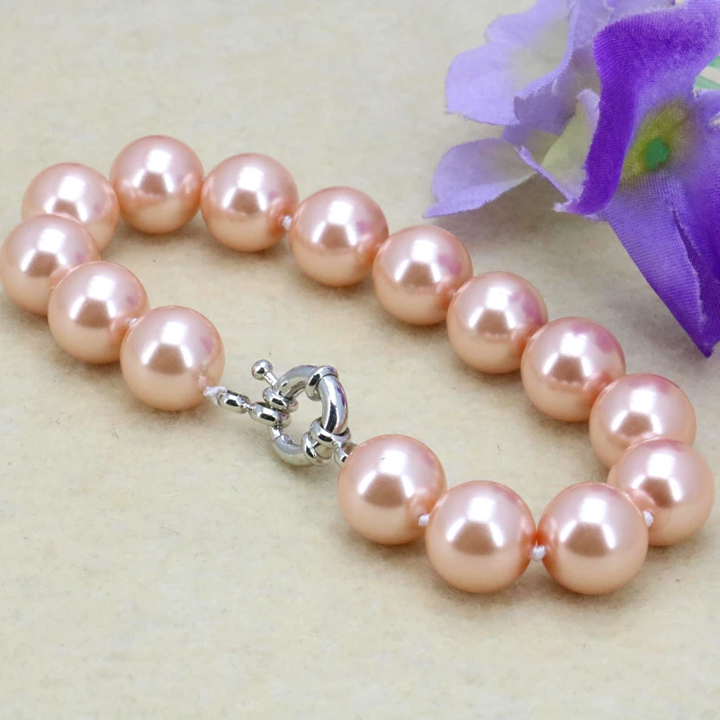 light orange glass pearl 12mm necklace set 18&quotbracelet 7.5&quot earring women jewelry making design wholesale retail | Украшения и