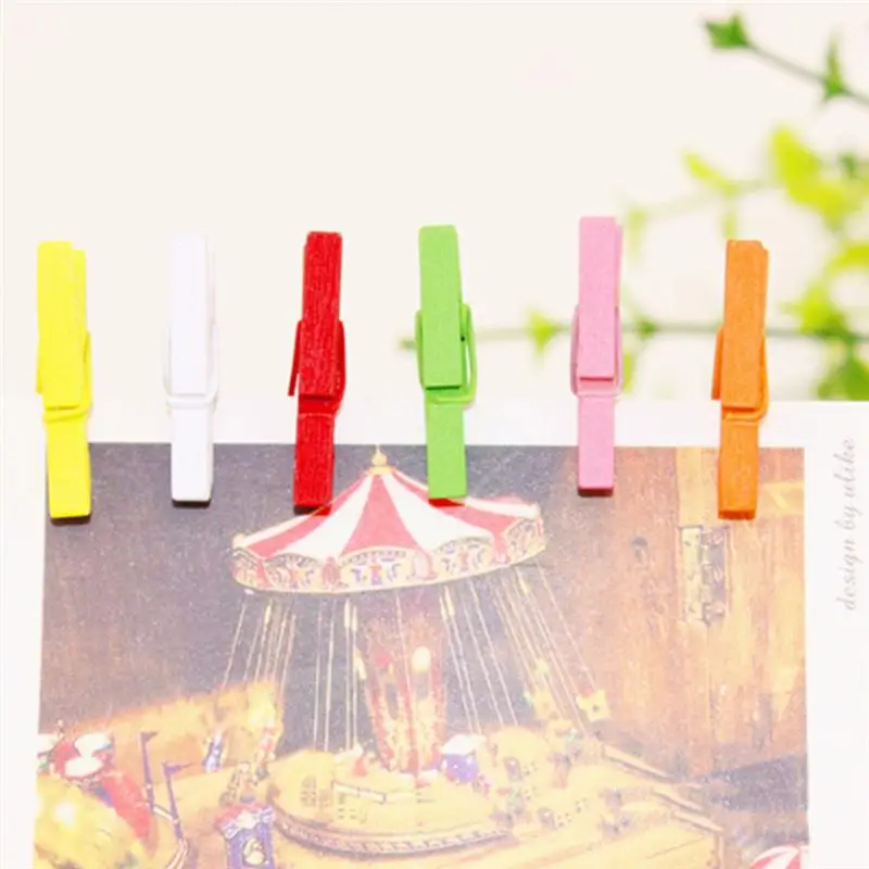 100 шт. миниатюрные натуральные деревянные зажимы для бумаги универсальный кабель