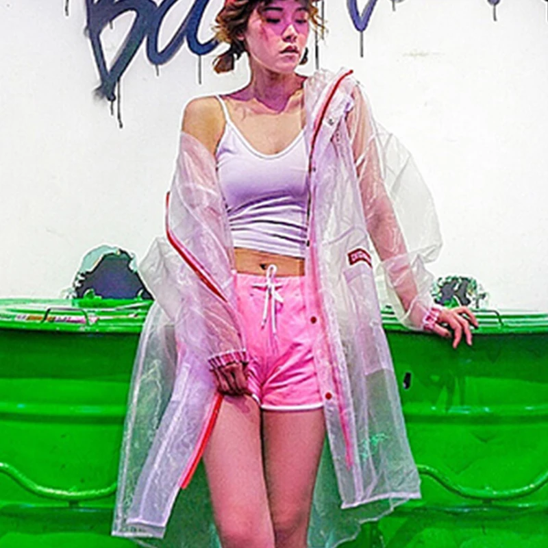 Танцевальные костюмы в стиле хип хоп куртка женское прозрачное пальто с вышивкой