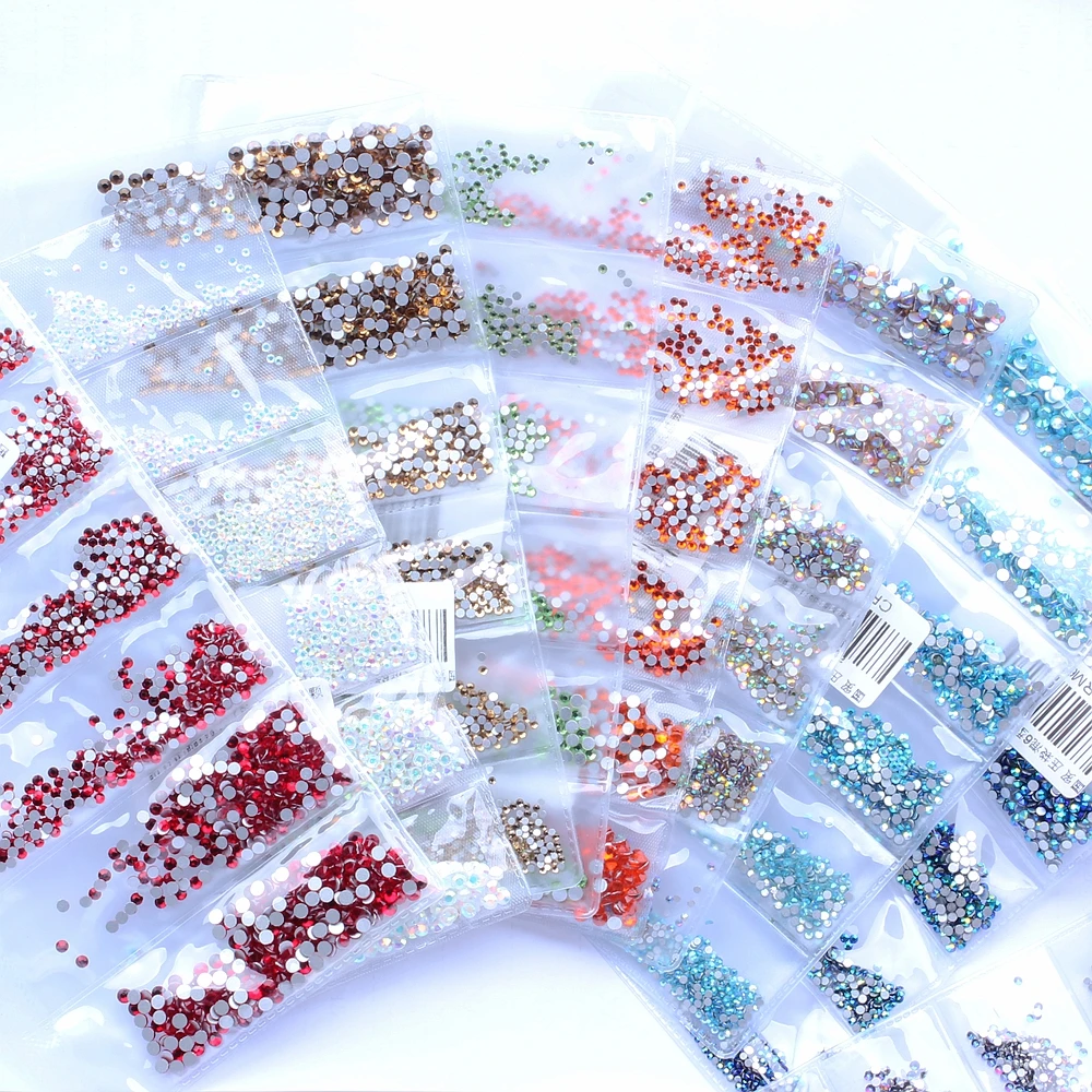 

1680pcs SS3-SS10(1.3mm-2.9mm)Crystal Non HotFix FlatBack Rhinestones Shiny Beads Gems For 3D Sewing Nail Art Jewelry Accessories