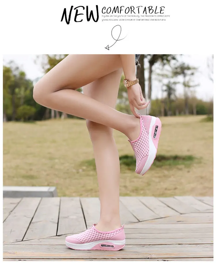 Дышащие 5 см Подушки Спортивная обувь для Для женщин colid Цвет Slip-On сезон: весна–лето потери Вес Тонизирующая обувь Eur35-42 плюс Размеры