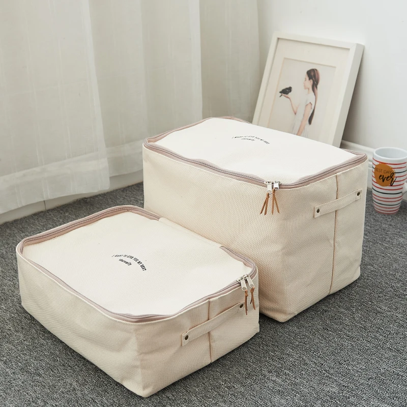 Хлопковая Непромокаемая ткань контейнер для хранения органайзер холст на молнии