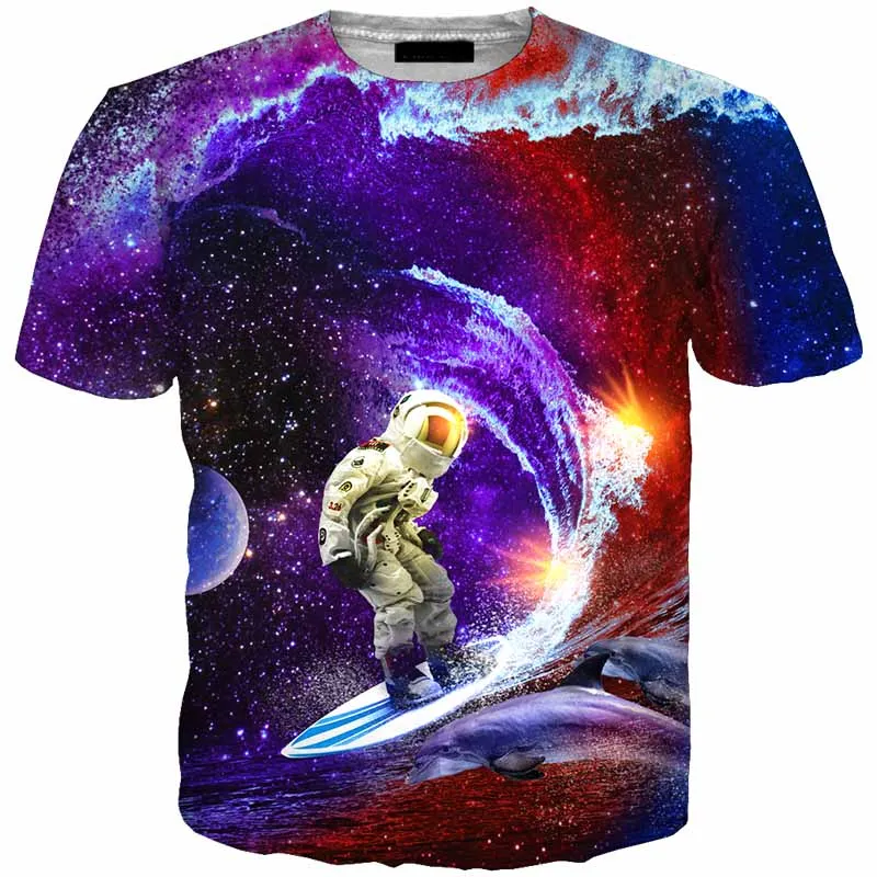 Cloudstyle 3D Футболка мужская космическая подвеска в виде космонавта и планеты воздушный шар 3D принт футболка короткий рукав Повседневная мода топы размера плюс 5XL - Цвет: 09