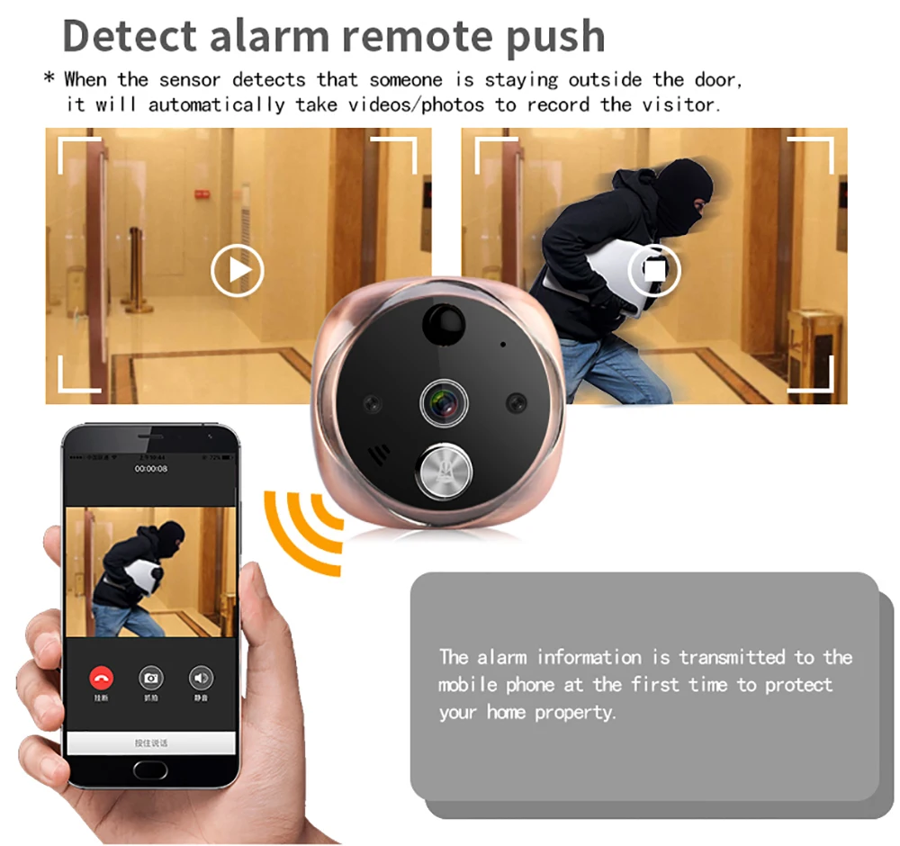 5 дюймов 720P Беспроводной WI-FI вызывное устройство с дверным звонком