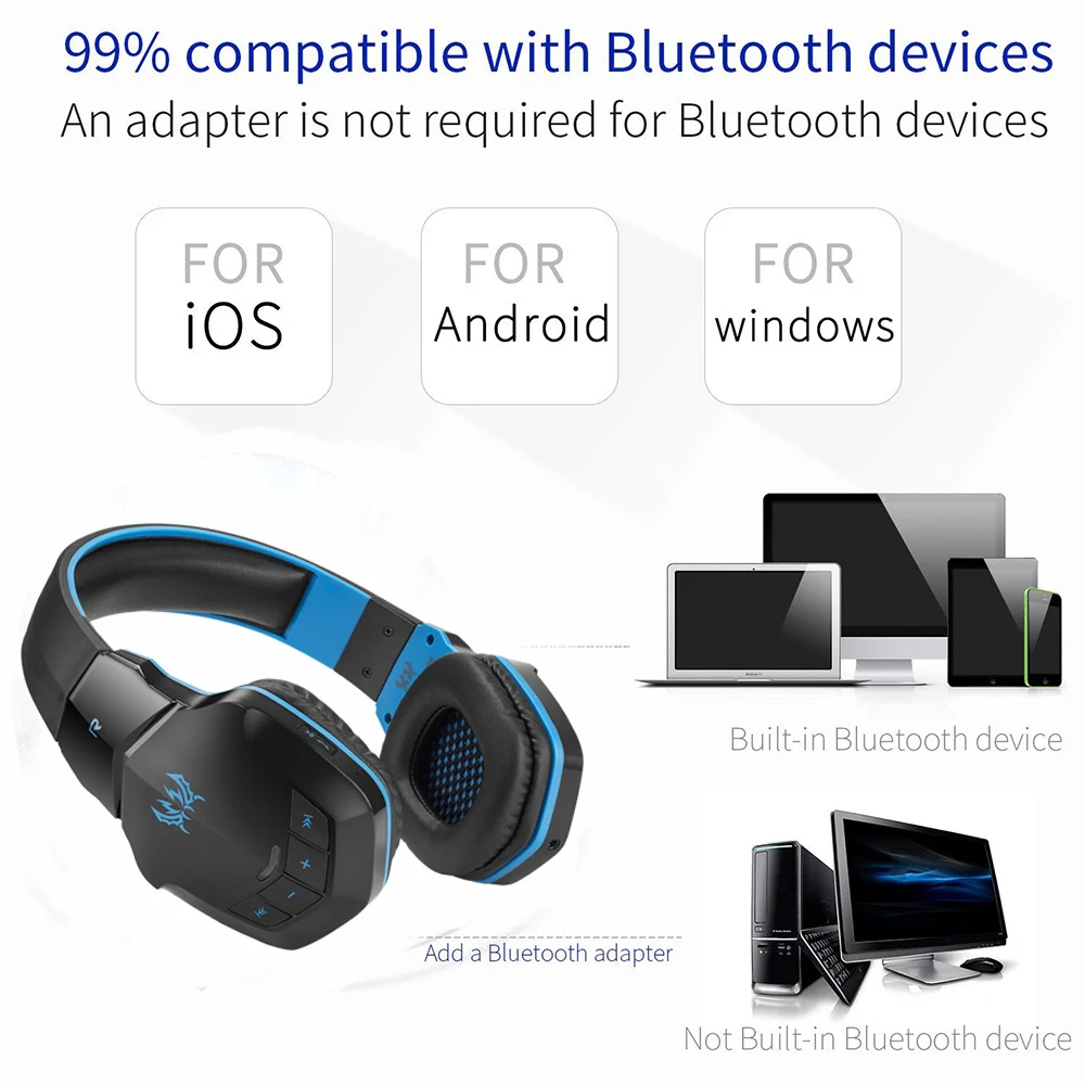 KOTION EACH B3505 беспроводные Bluetooth наушники игровые гарнитуры PC Gamer наушники с микрофоном светодиодный светильник для смартфонов