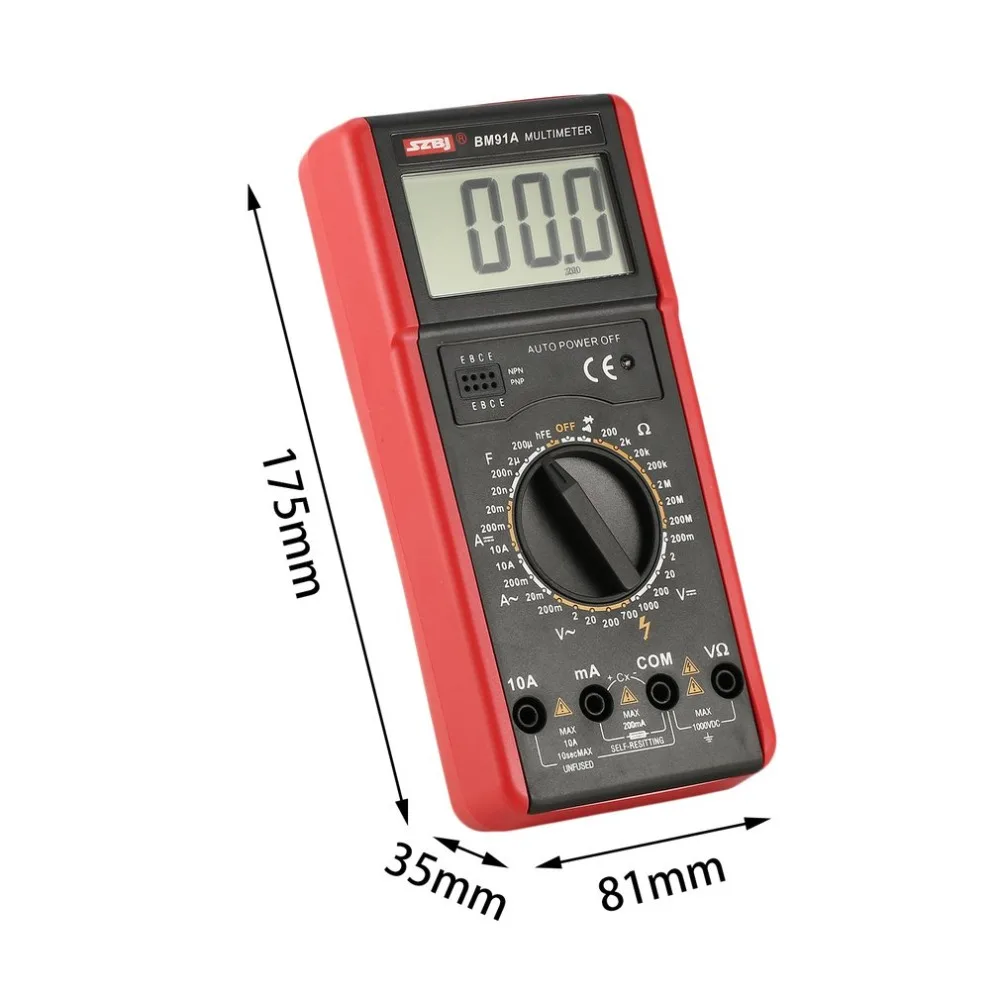 BM91A цифровой ЖК дисплей мультиметр Вольтметр Амперметр AC диод на постоянном токе