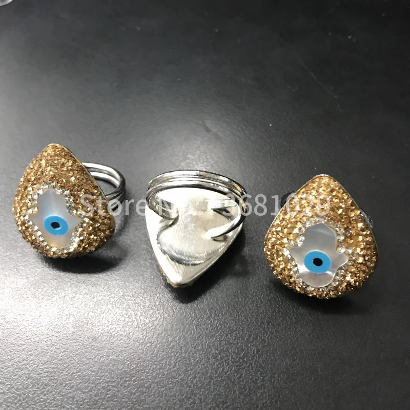 glittering gold crystal encrusted shell blue eye ring the European and American style of Occident with index finger | Украшения и