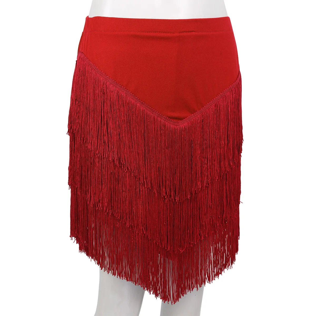 Женская юбка для латинских танцев с эластичной талией и кисточками