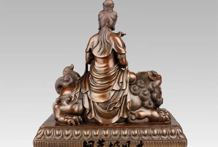 9 ''Китай и Манджушри Самантабхадра Поездка Лев Слон Бронзовая Статуя