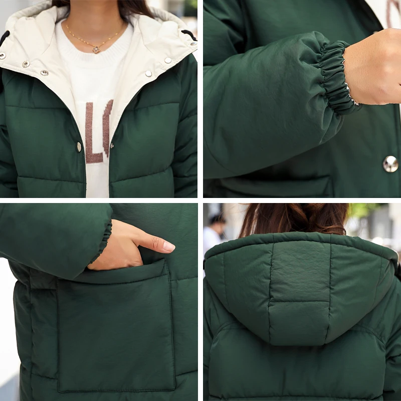 Женская двубортная куртка с капюшоном длинная стеганая пуговицами верхняя