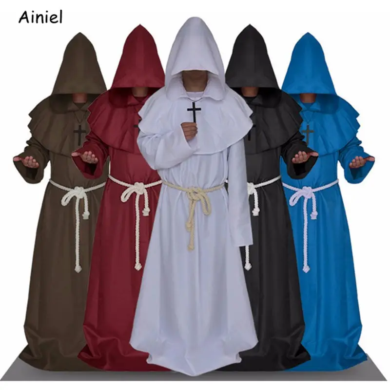 Накидка с капюшоном для мужчин и женщин костюм монаха в средневековом стиле