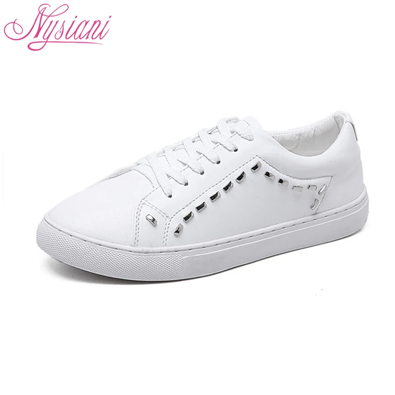 Женская обувь на плоской подошве с круглым носком модные повседневные белые