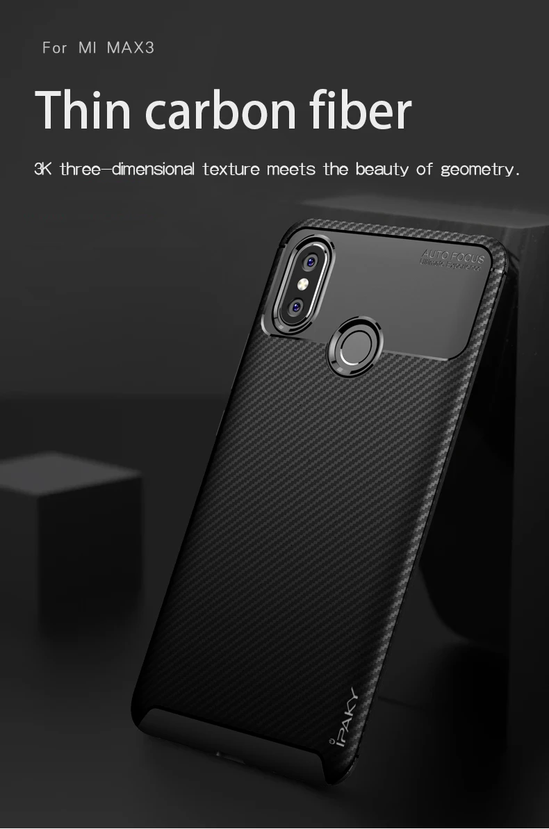 Для Xiaomi mi MAX 3 Чехол IPAKY mi MAX 3 силиконовый чехол ТПУ углеродное волокно задняя гибридная Броня противоударный для Xiaomi mi MAX 3 Чехол