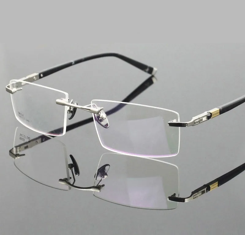 Очки без оправы из титанового сплава oculos de sol glass оптические мужские 1622 по рецепту классические очки деловые близорукость отделка