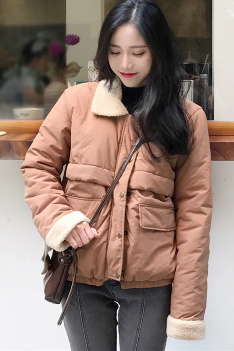 Высококачественные шерстяные женские парки с отложным воротником зимние