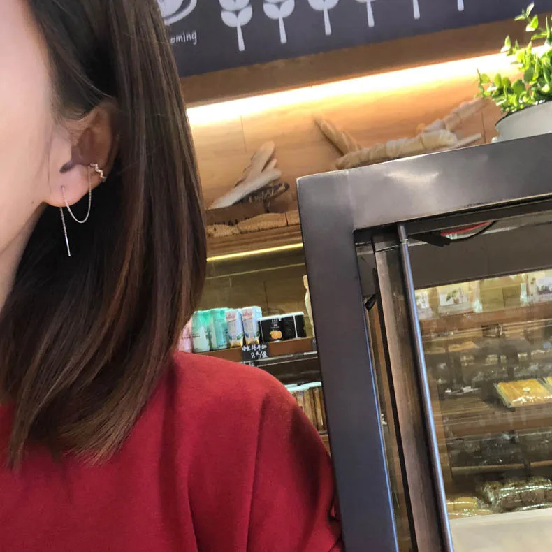 Серьги-клипсы с серебряным покрытием 1 шт. S925 длинные серьги в Корейском стиле