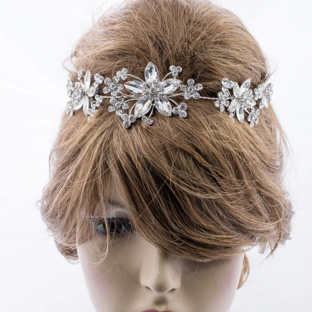 Винтажный цветочный гребень невесты, элегантная чистая австрийская кристальная тиара для волос, свадебные украшения для невесты GX011.