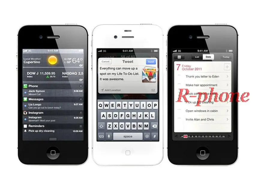 Полностью Apple iPhone 4S 512MB 64GB б/у мобильные телефоны 3," A5 двухъядерный 8MP wifi gps 3g WCDMA смартфон