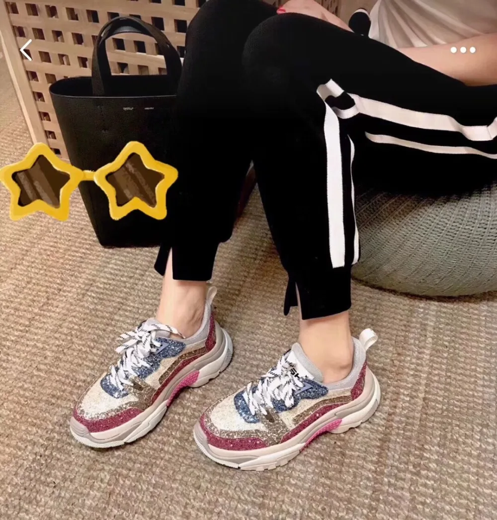 Блестящие кожаные кроссовки блестящая женская повседневная обувь на не