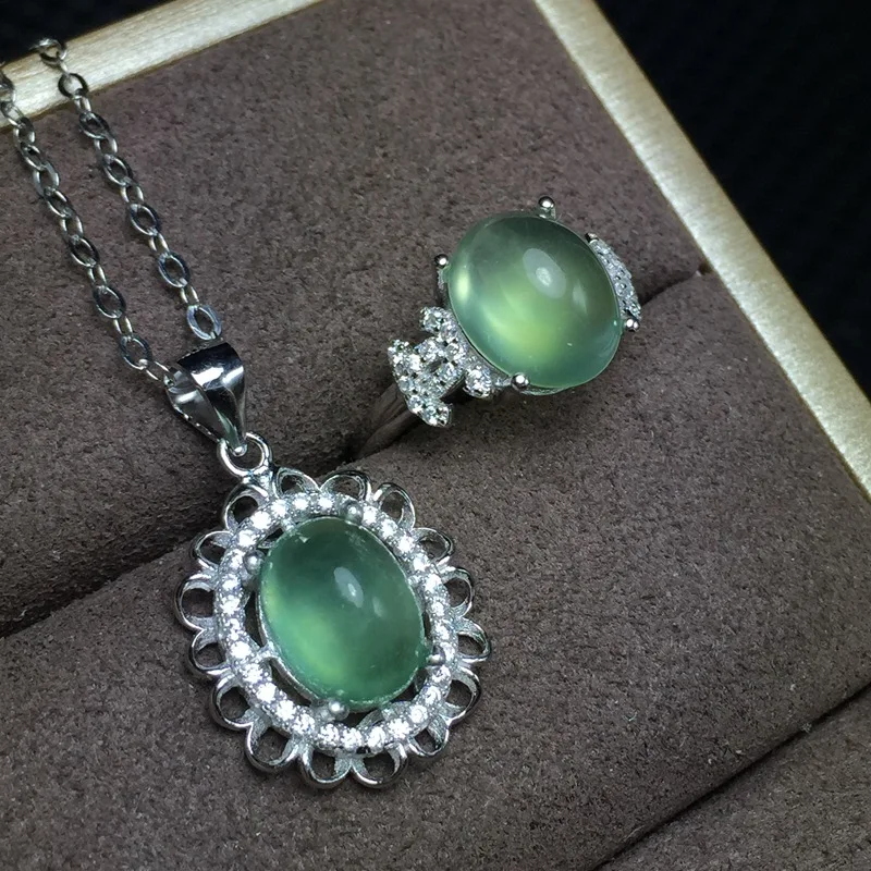 Женское кольцо и ожерелье из серебра 925 пробы с натуральным драгоценным