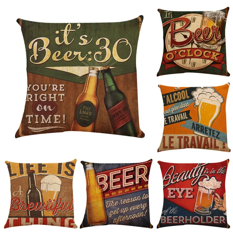Пивная надпись льняная Смешанная наволочка в европейском стиле на сиденье