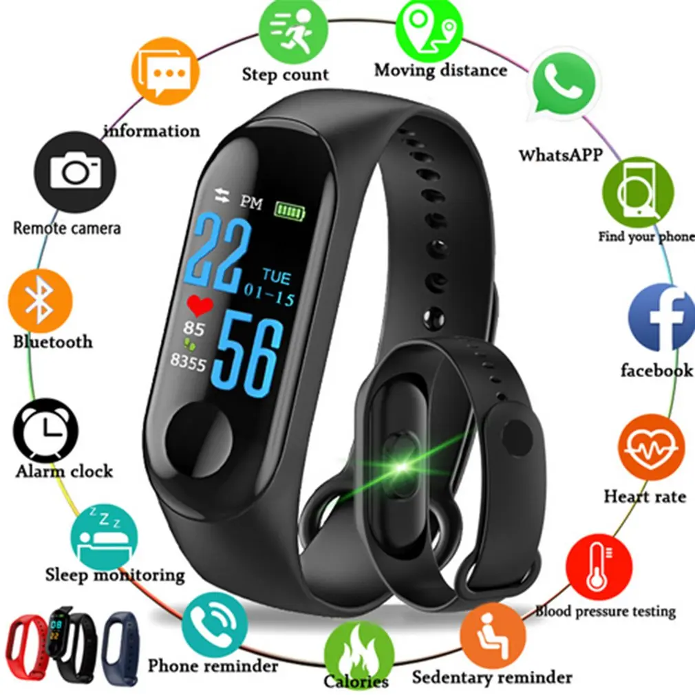M3S Fitness Bracelet Smart Watches Color-screen Daily Waterproof Blood Pressure Oxygen Monitor Sports Heart Rate Smartband | Электроника