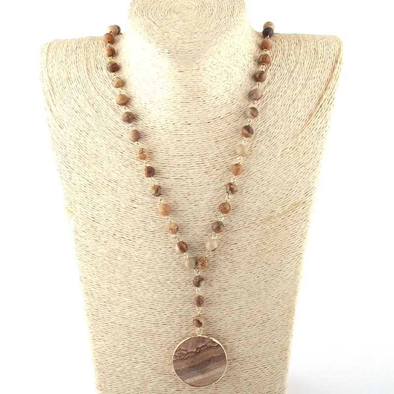 Модные богемные ювелирные изделия полудрагоценные камни Розария цепь