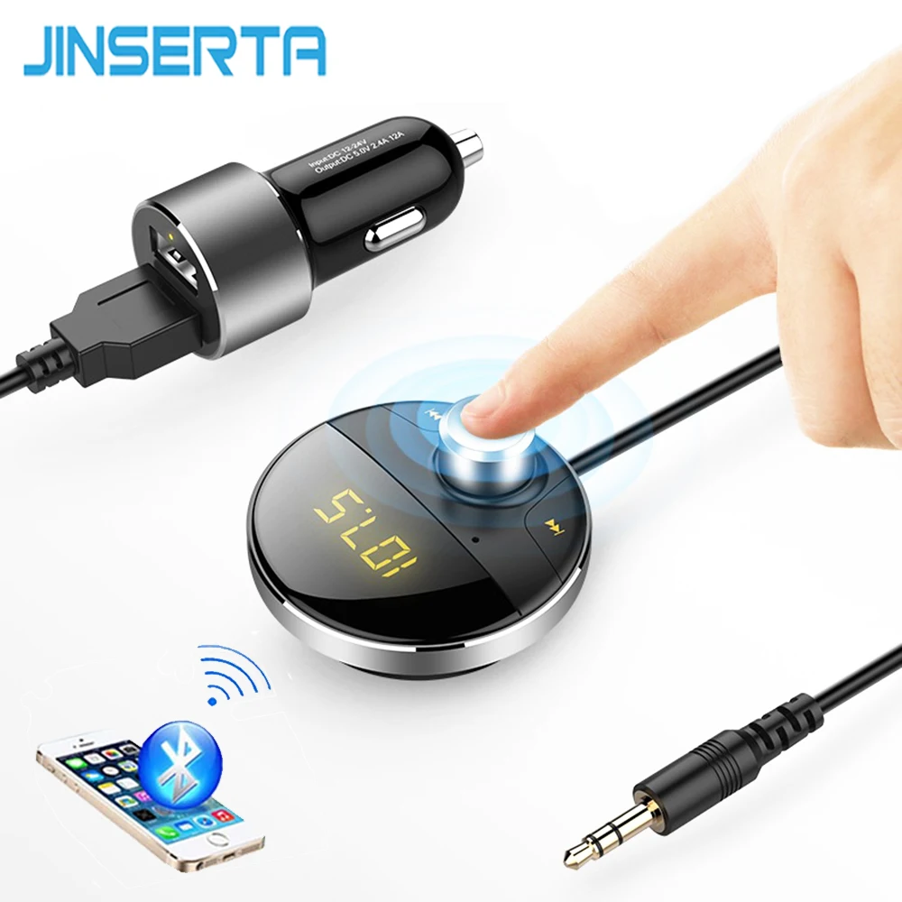 JINSERTA Bluetooth FM модулятор Автомобильный mp3 плеер Громкая связь Аудио AUX Выход SD TF карта беспроводной fm-передатчик двойной USB
