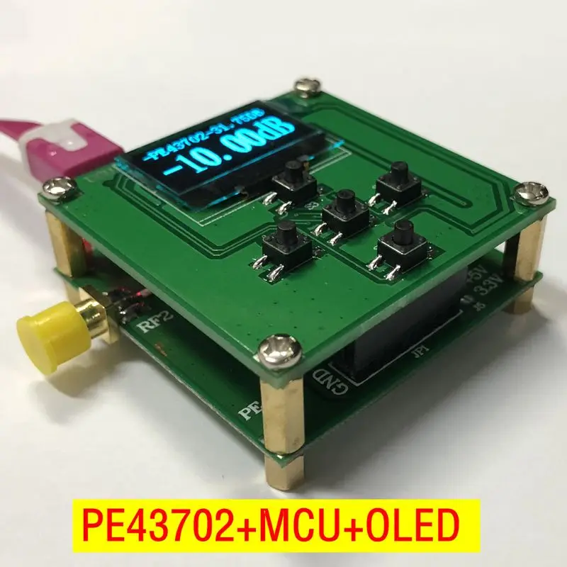 PE43702 Digital RF Attenuator Module 9KHz-4GHz 0.25dB Stepping Precision with OLED Microcontroller Control Board