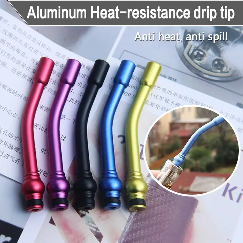 

Fast free ship from US Aluminum 510 drip tip long curved bent mouthpiece for atomizer RDA RBA