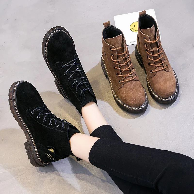 CuddlyIIPanda/женские модные ботинки короткие из натуральной кожи визуально