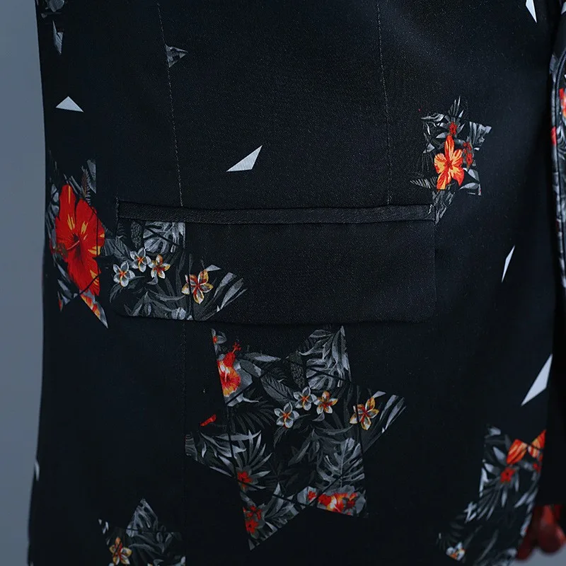 

2020 Latest Coat Pants Designs Fashion Five-Pointed Star Printed Casual Slim Fit Elegant Groom Wedding Dress Suit Costume Homme