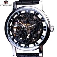 forsining 2017 dragon series transparent silver case mens watches top brand luxury mechanical skeleton watch male wrist watches