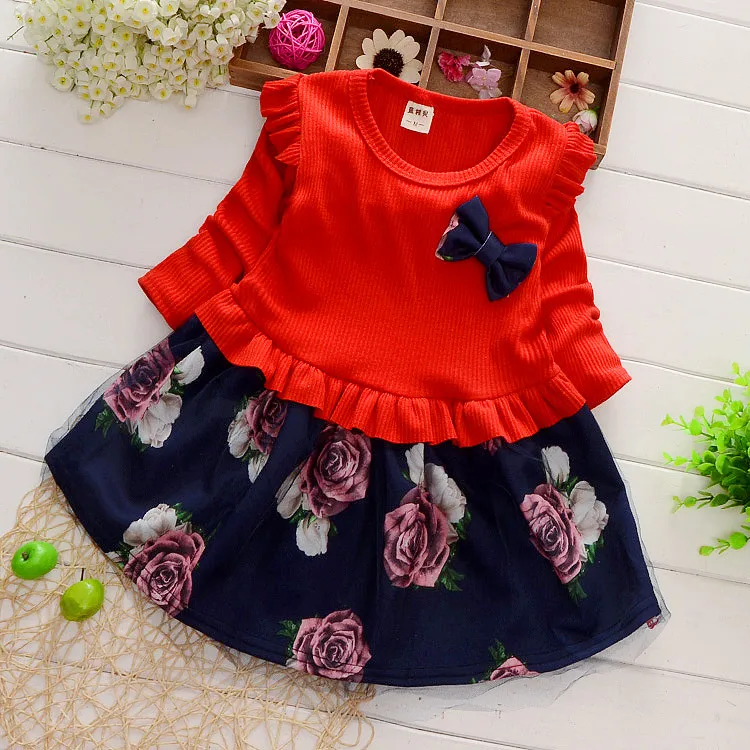 BibiCola/детская одежда для девочек весеннее вязаное платье корейское милое