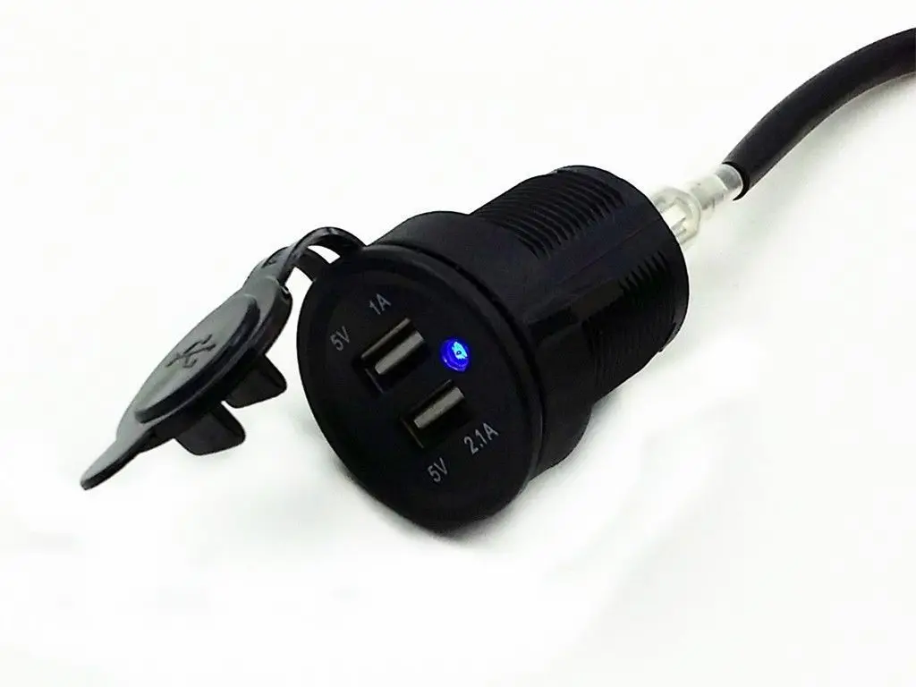 Мотоцикл автомобиль лодка двойной USB адаптер питания для зарядного устройства